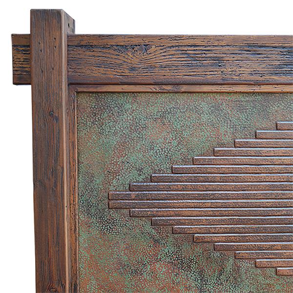 WyldRidge Southwest Rustic Handcarved Wood Bed Walnut with Copper Inlay Panels - Includes Full Service Delivery