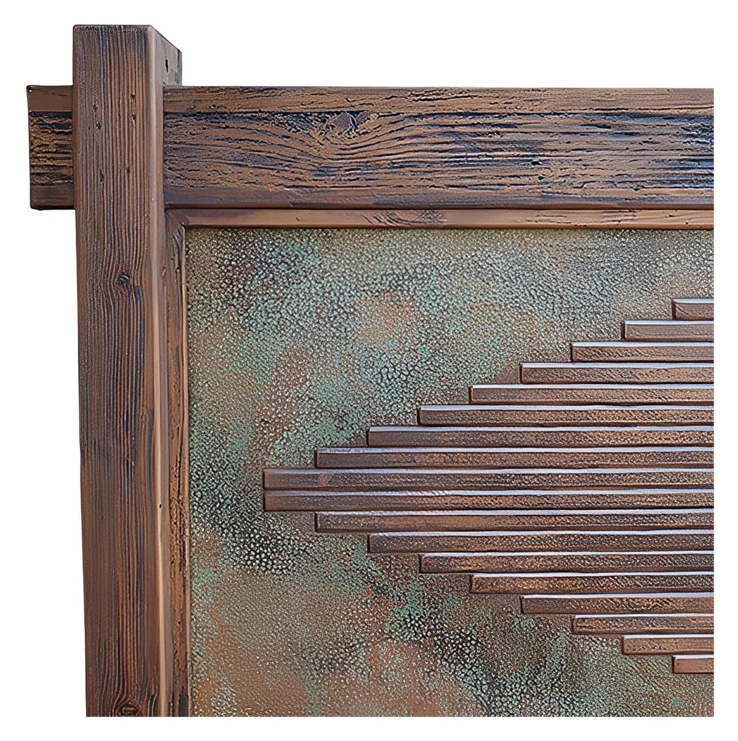 WyldRidge Southwest Rustic Handcarved Wood Bed Walnut with Copper Inlay Panels - Includes Full Service Delivery