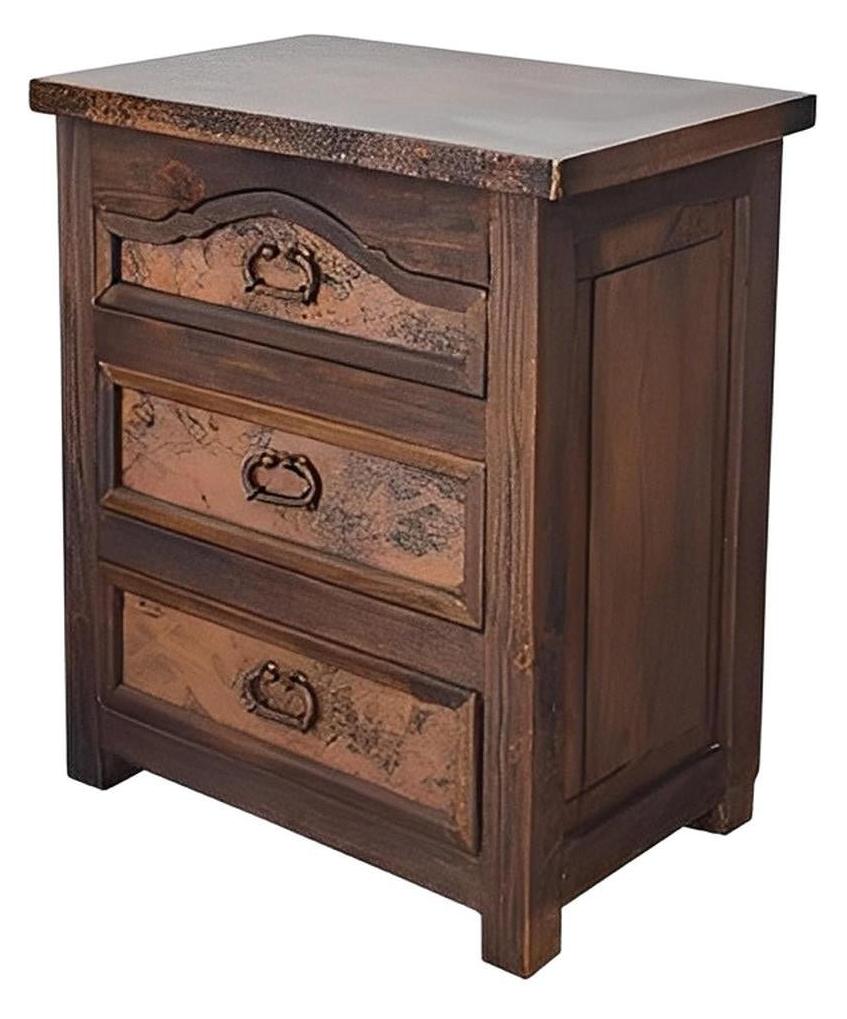 Sand Hill Three Drawer Nightstand With Copper Inserts