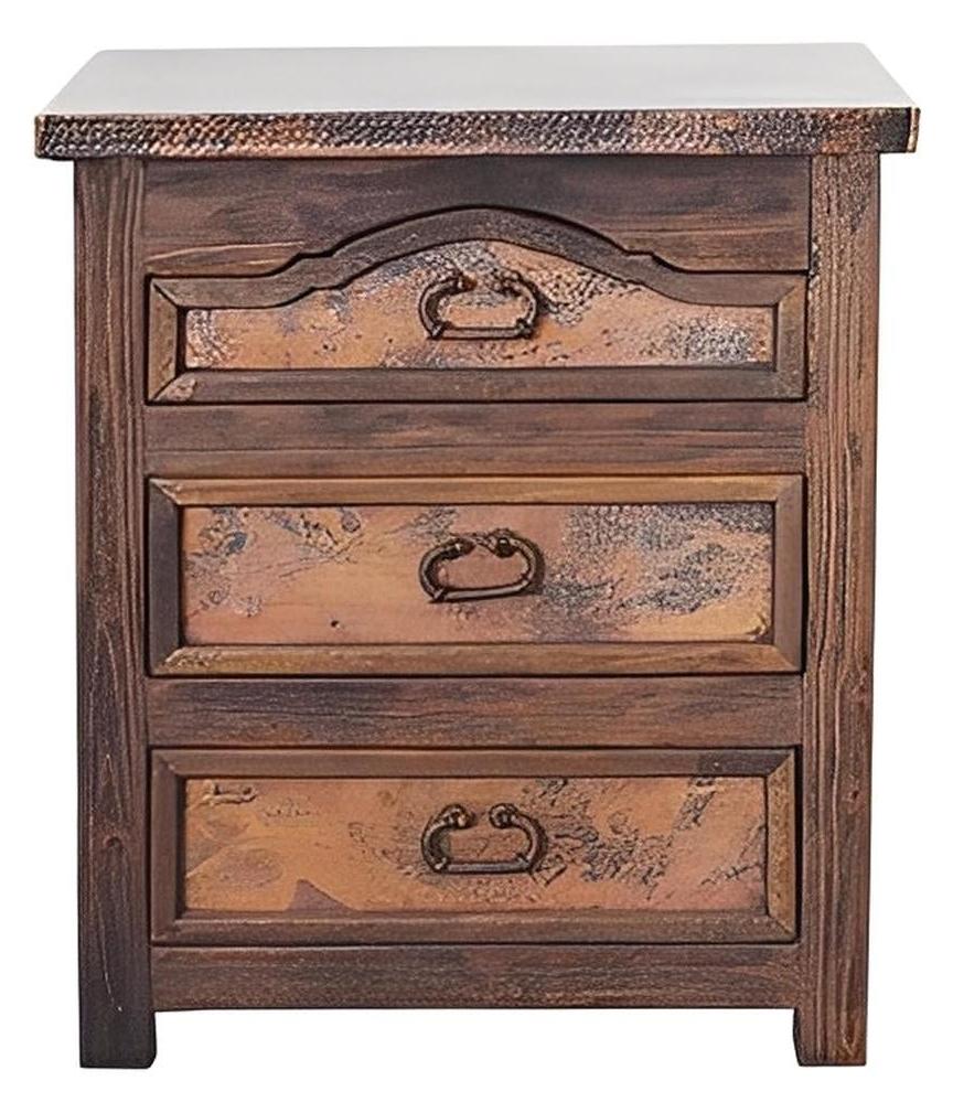 Sand Hill Three Drawer Nightstand With Copper Inserts
