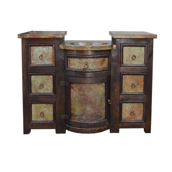 Pine Hill Six Drawer Green Copper Vanity