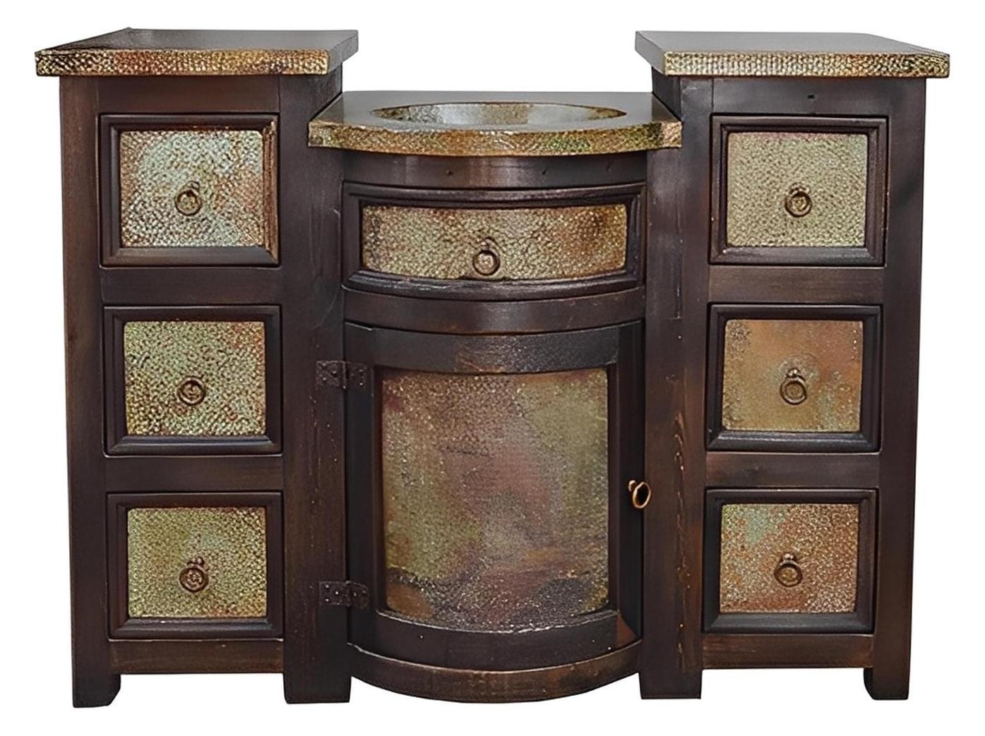 Pine Hill Six Drawer Green Copper Vanity