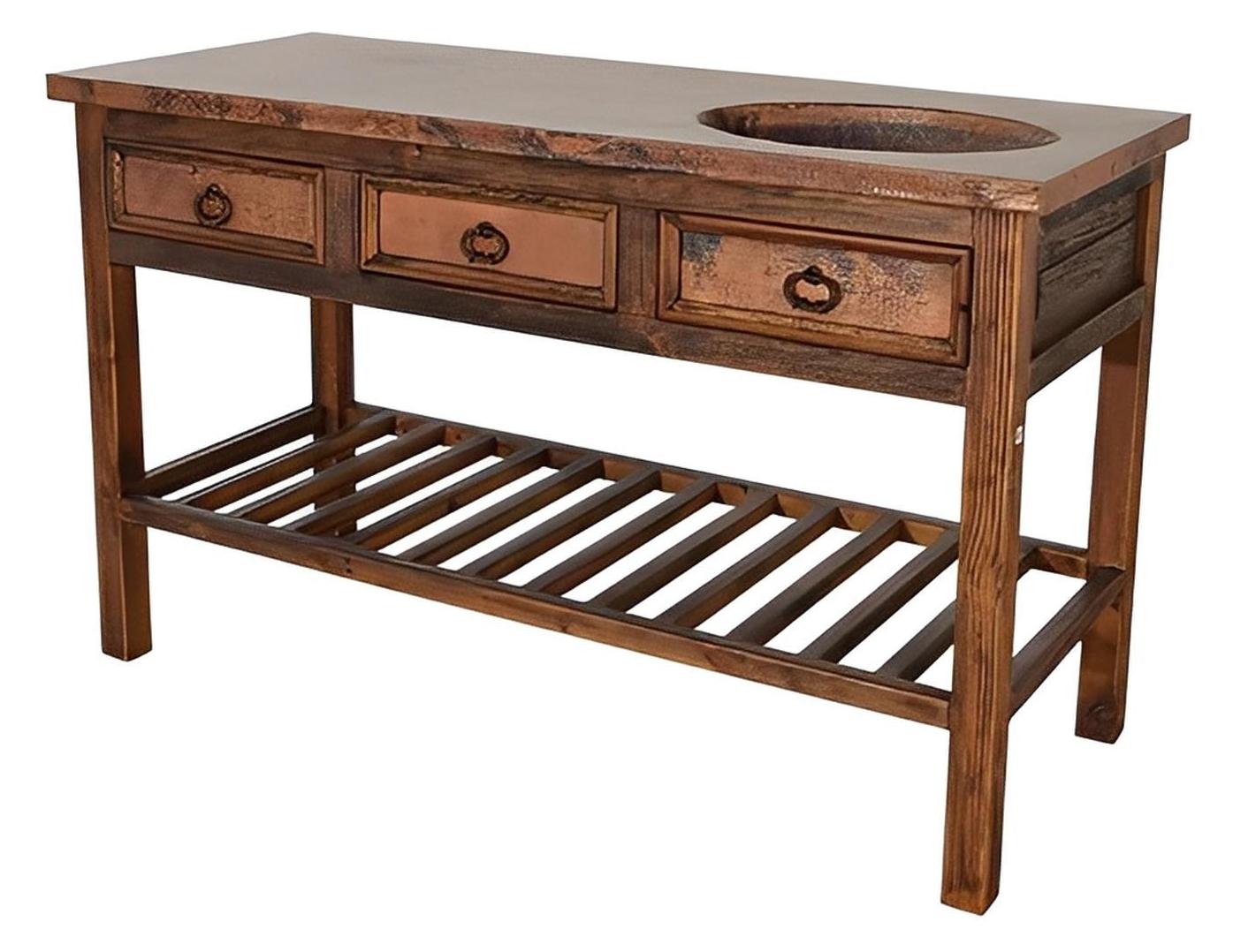 Hidden Basin 60" Wide Copper Top Single Vanity With Sink