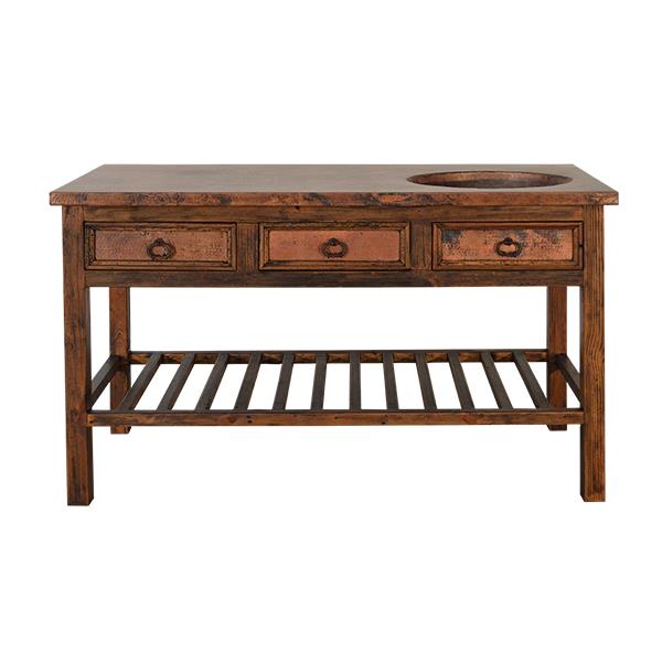 Hidden Basin 60" Wide Copper Top Single Vanity With Sink