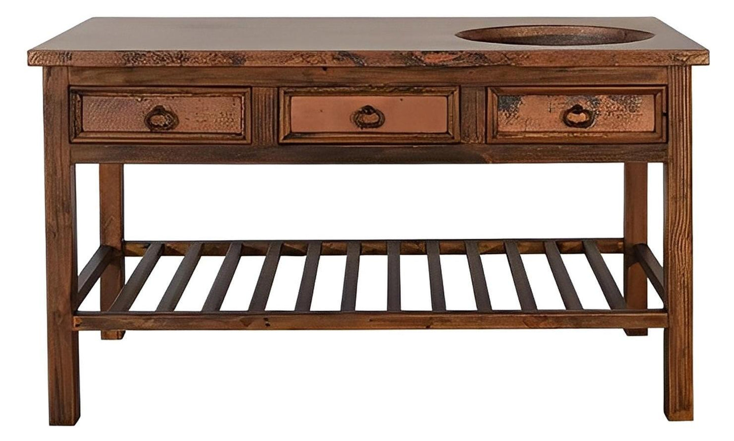 Hidden Basin 60" Wide Copper Top Single Vanity With Sink