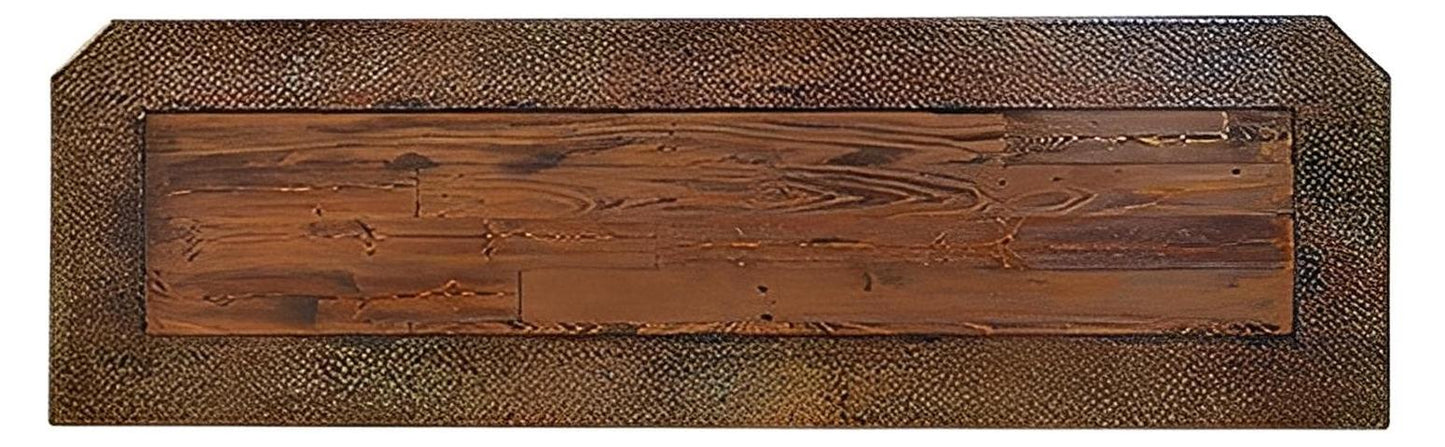 Elena Canyon Console, Green Copper Drawers & Top Edge, Wine Storage