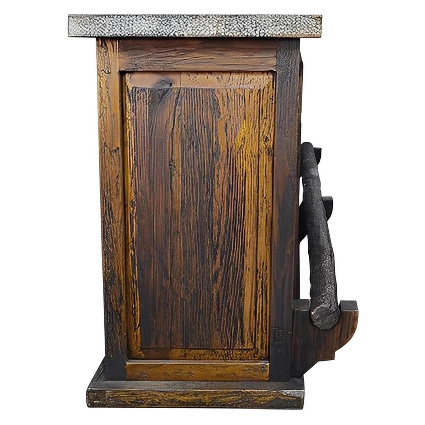 Desert Wind Rustic Home Wooden Bar with Verdi-Gris Copper Panels, Copper Top, & Log Footrail