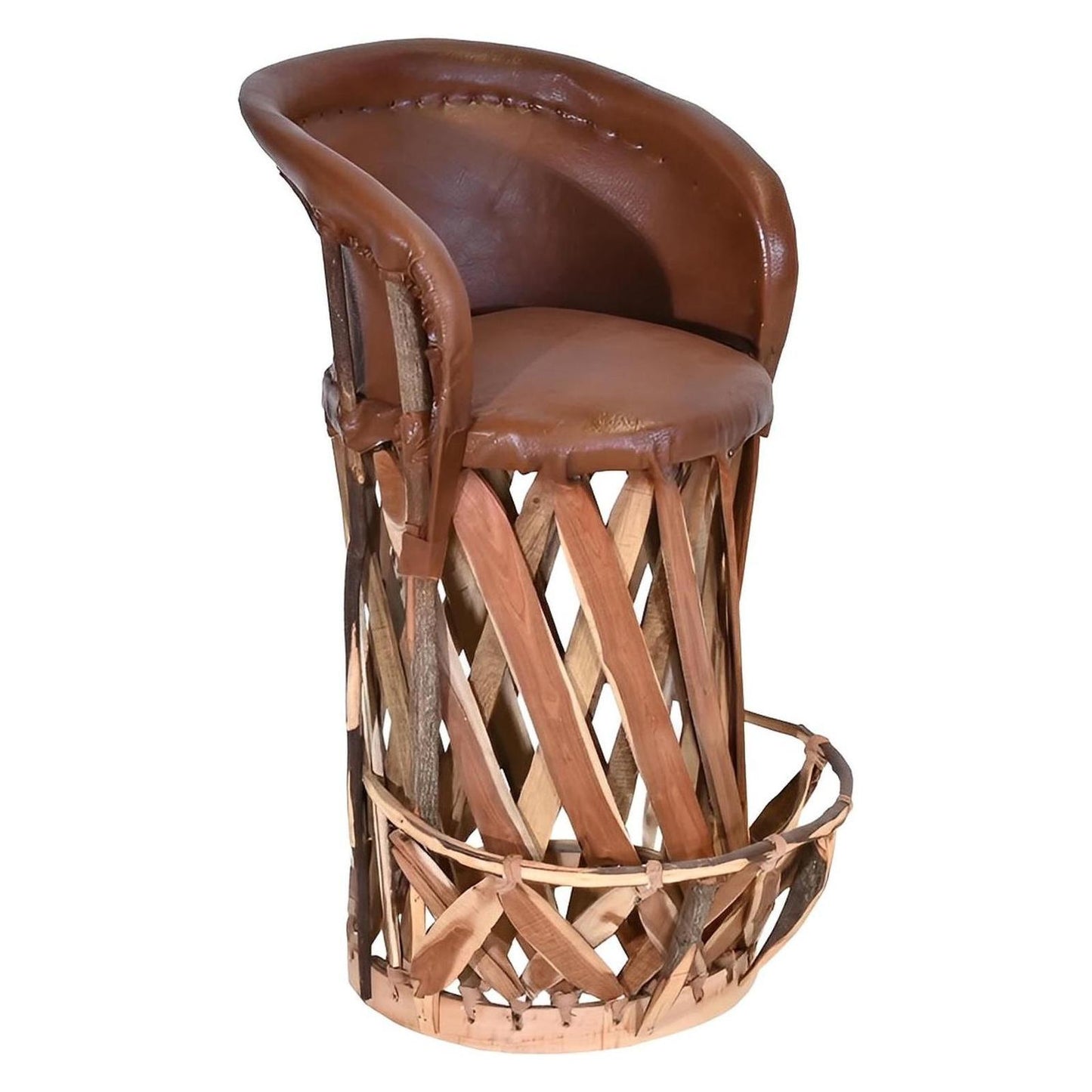 Genuine Leather Equipal Barrel Barstool (2 or 3 Pack)