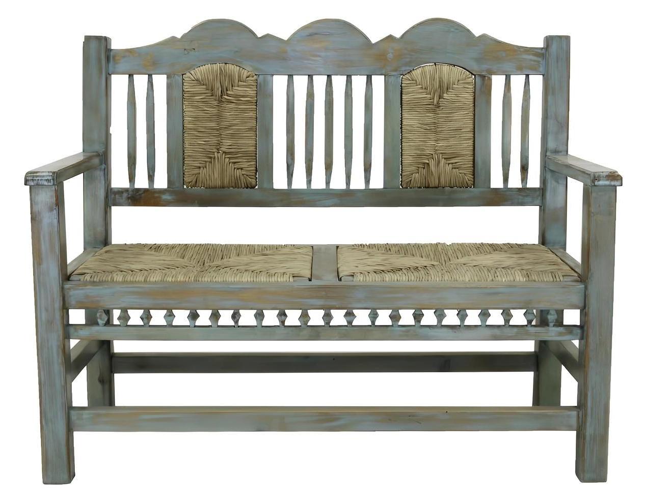 West Hill Turquoise Palm Bench