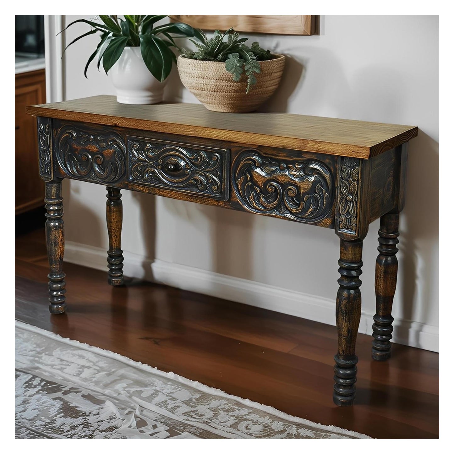 Shafter Basin Artisan Utility Console - Black & Natural