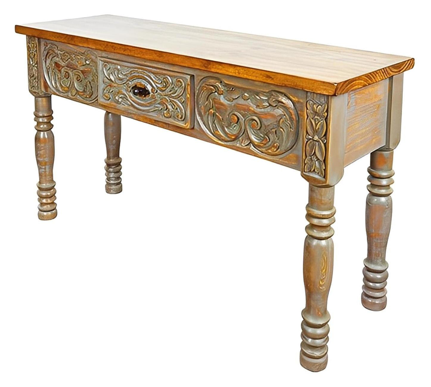 Presidio Basin Artisan Utility Console - Turquoise Wash