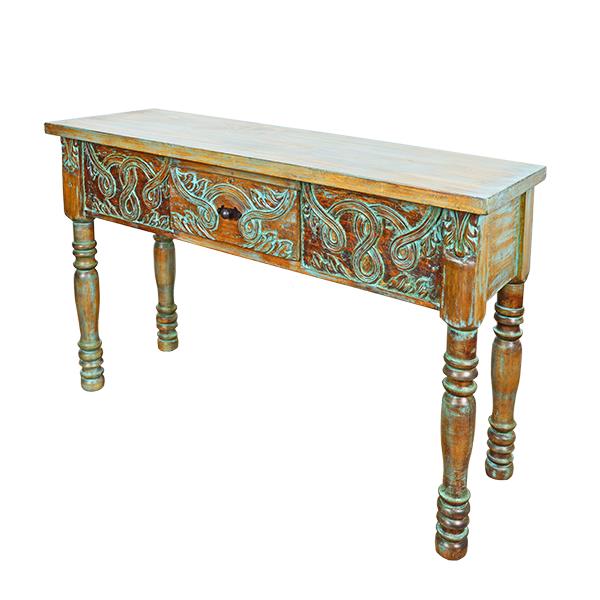 Alpine Basin Artisan Utility Console - Washed Turquoise
