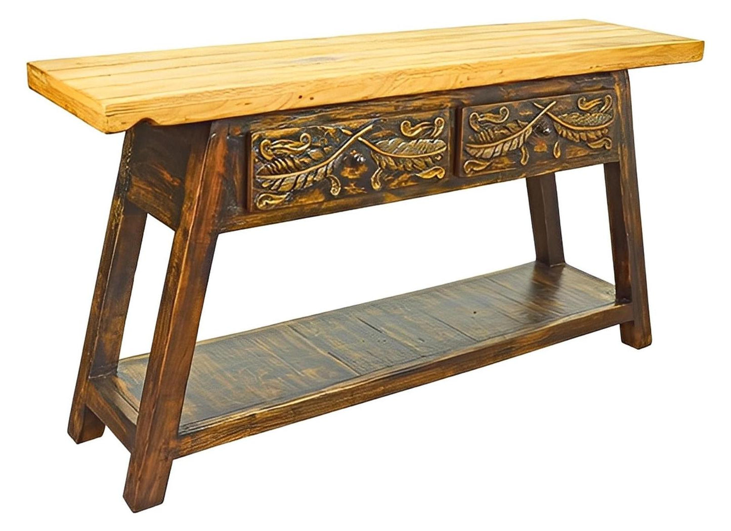 Rio Grande Basin Two Drawer Console - Natural & Black Wash