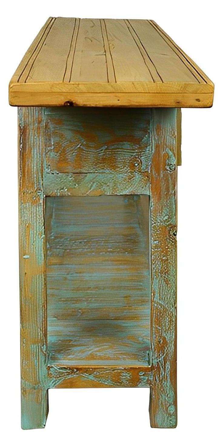 Big Bend Basin Two Drawer Console - Teal Wash