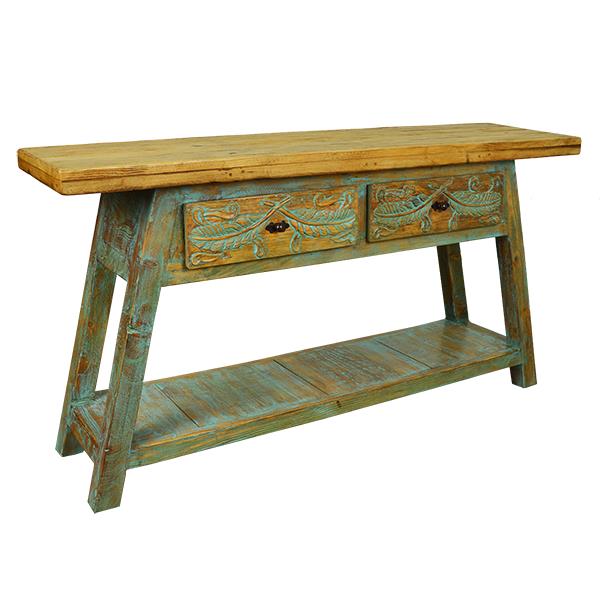 Big Bend Basin Two Drawer Console - Teal Wash