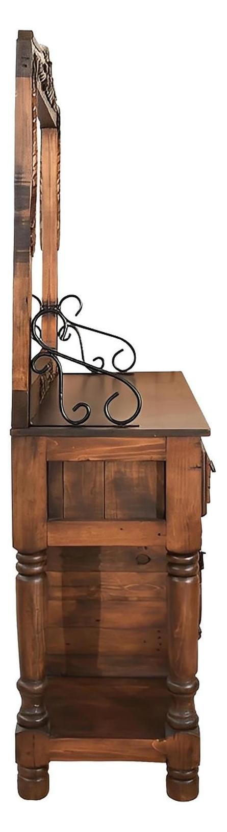 Bear Draw Carved Dresser / Hall Tree With Mirror