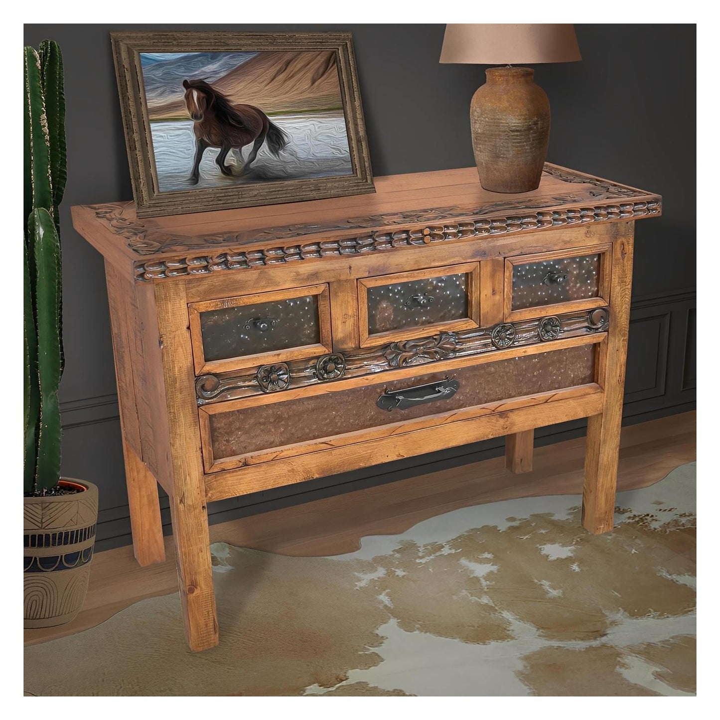 Coyote Hill Natural 4 Drawer Console