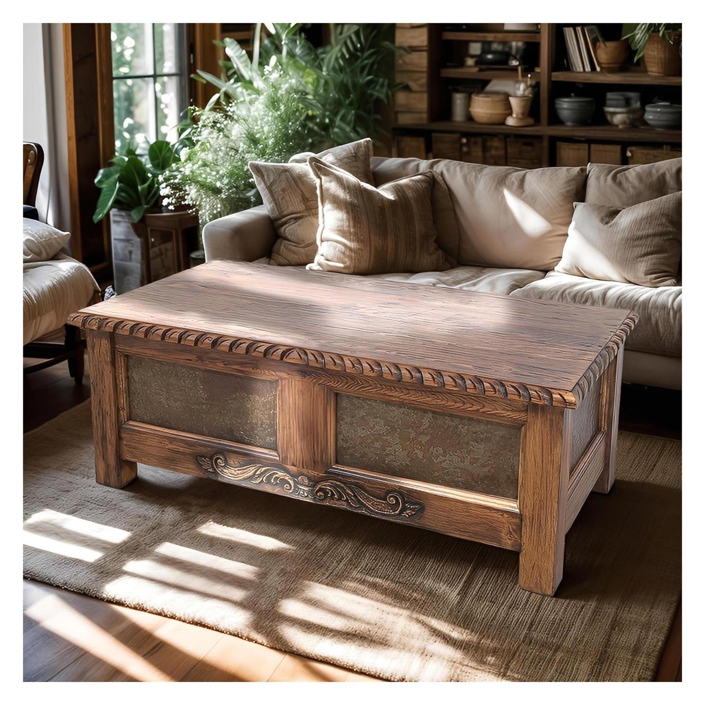 Guero Weathered Wood Trunk Coffee Table | 21 x 26 x 54