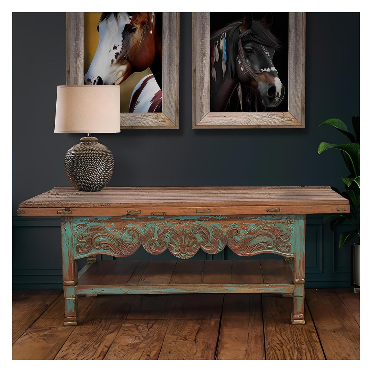 Eagle Draw Console With Verdigris Wash Finish