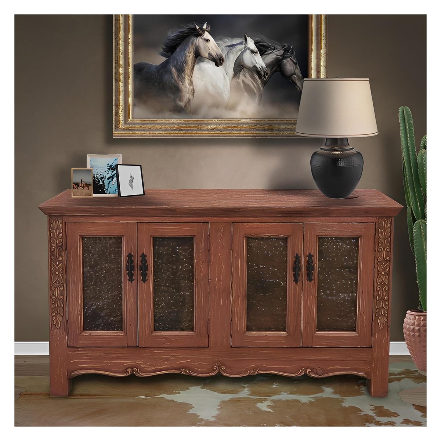 Coyote Draw Console / Buffet With Red Finish