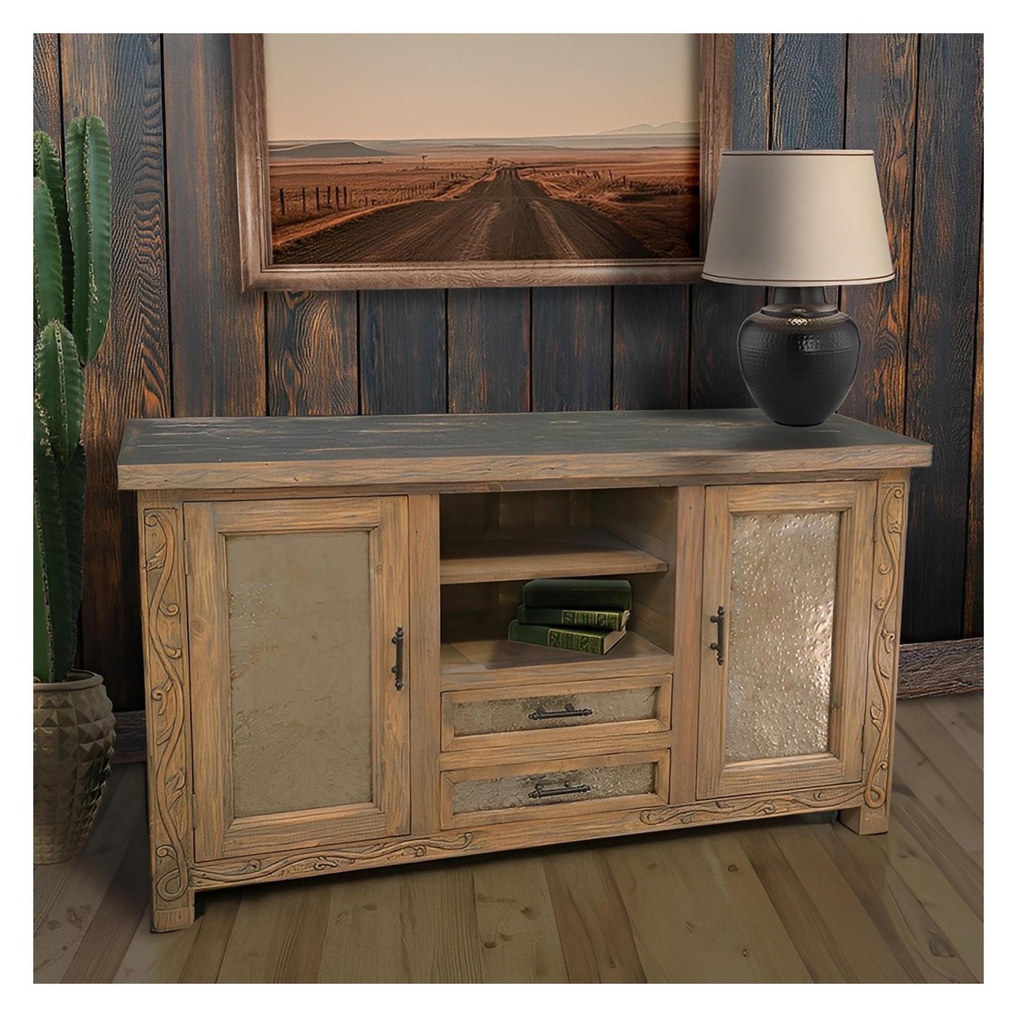 Stone Canyon Hand Carved Console / Tv Stand
