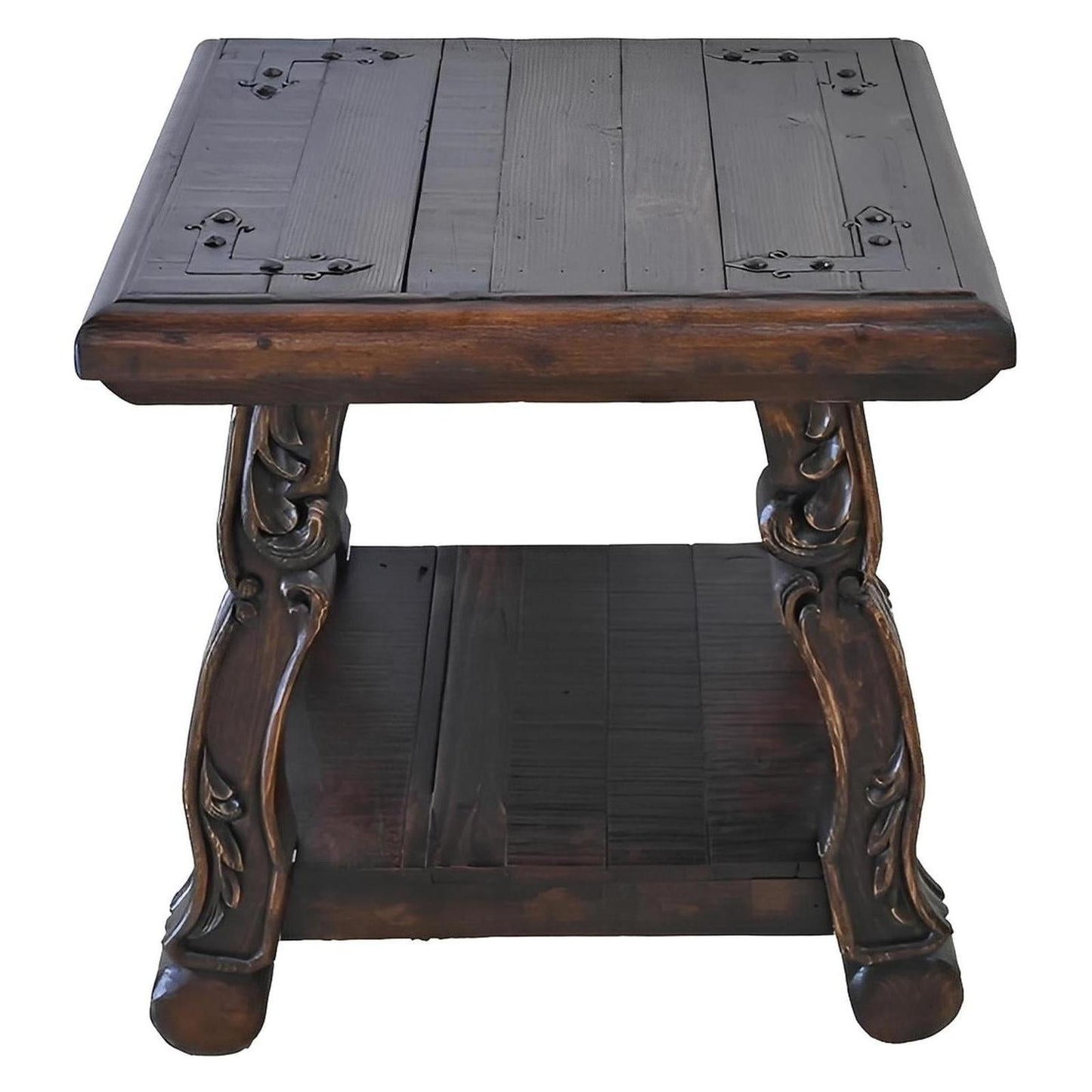 Granada Noir Hacienda Dark Wood & Iron-Hinge End Tables (2-Pack)