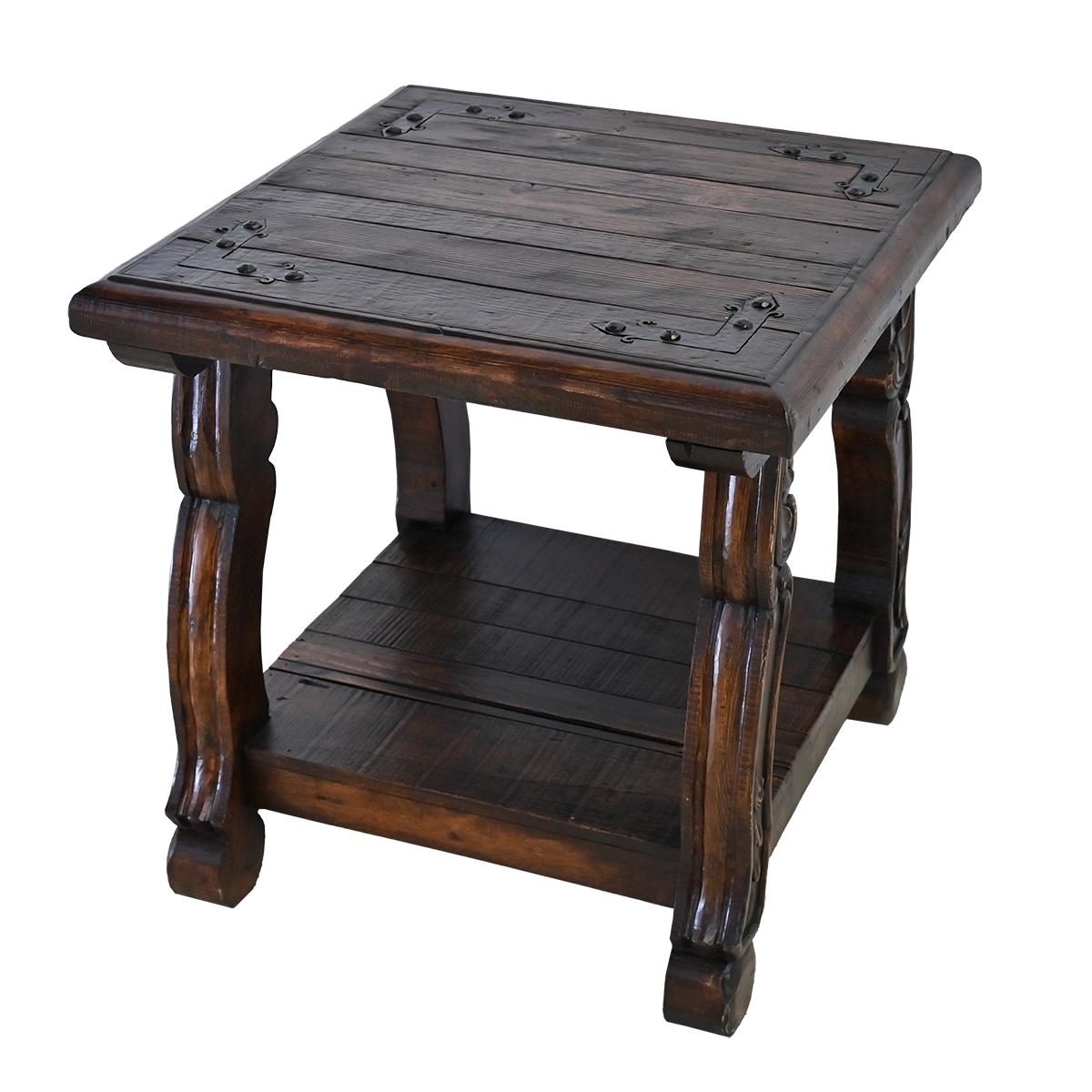 Granada Noir Hacienda Dark Wood & Iron-Hinge End Tables (2-Pack)
