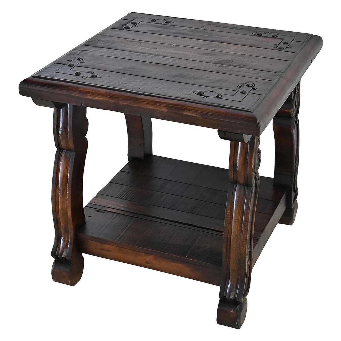 Granada Noir Hacienda Dark Wood & Iron-Hinge End Tables (2-Pack)