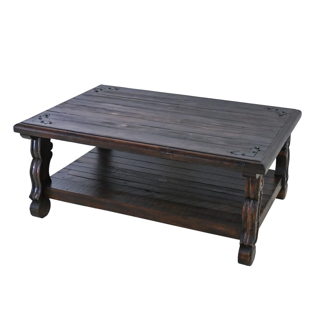 Granada Noir Hacienda Dark Wood & Iron-Hinge Coffee Table | 20 x 31.5 x 48