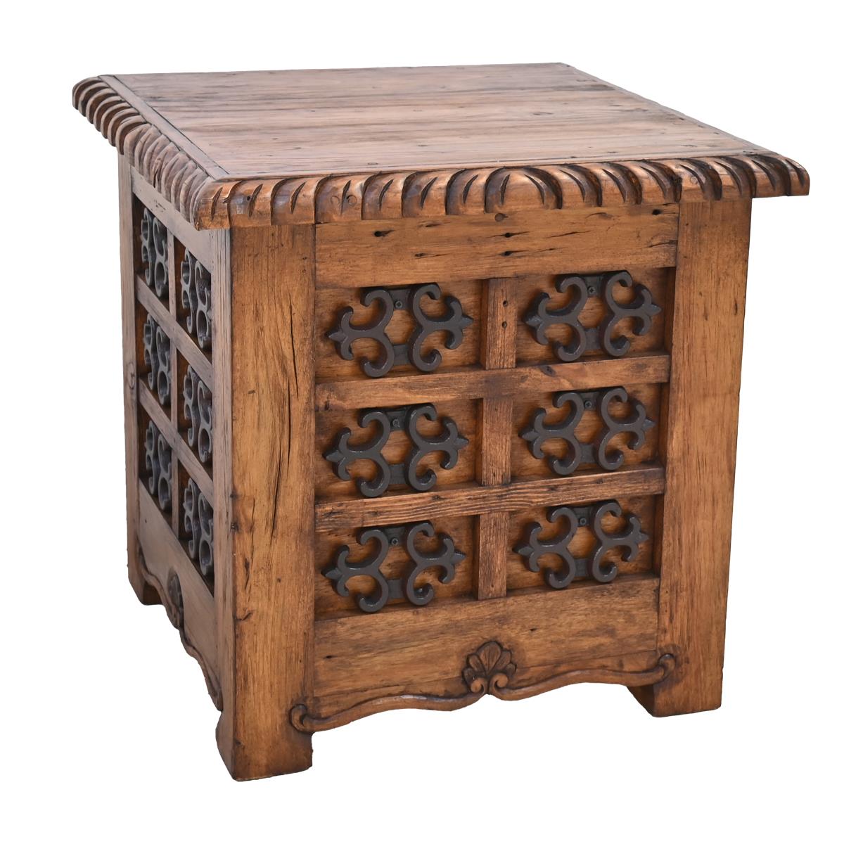 Mission Revival Wooden End Tables (2-Pack) with Decorative Iron Accents