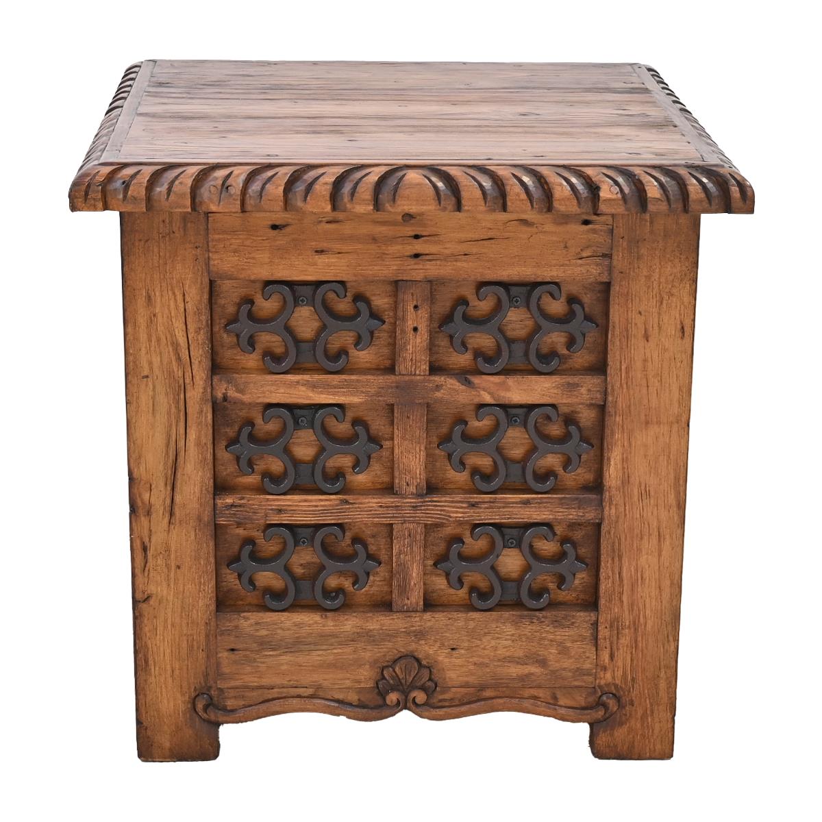 Mission Revival Wooden End Tables (2-Pack) with Decorative Iron Accents