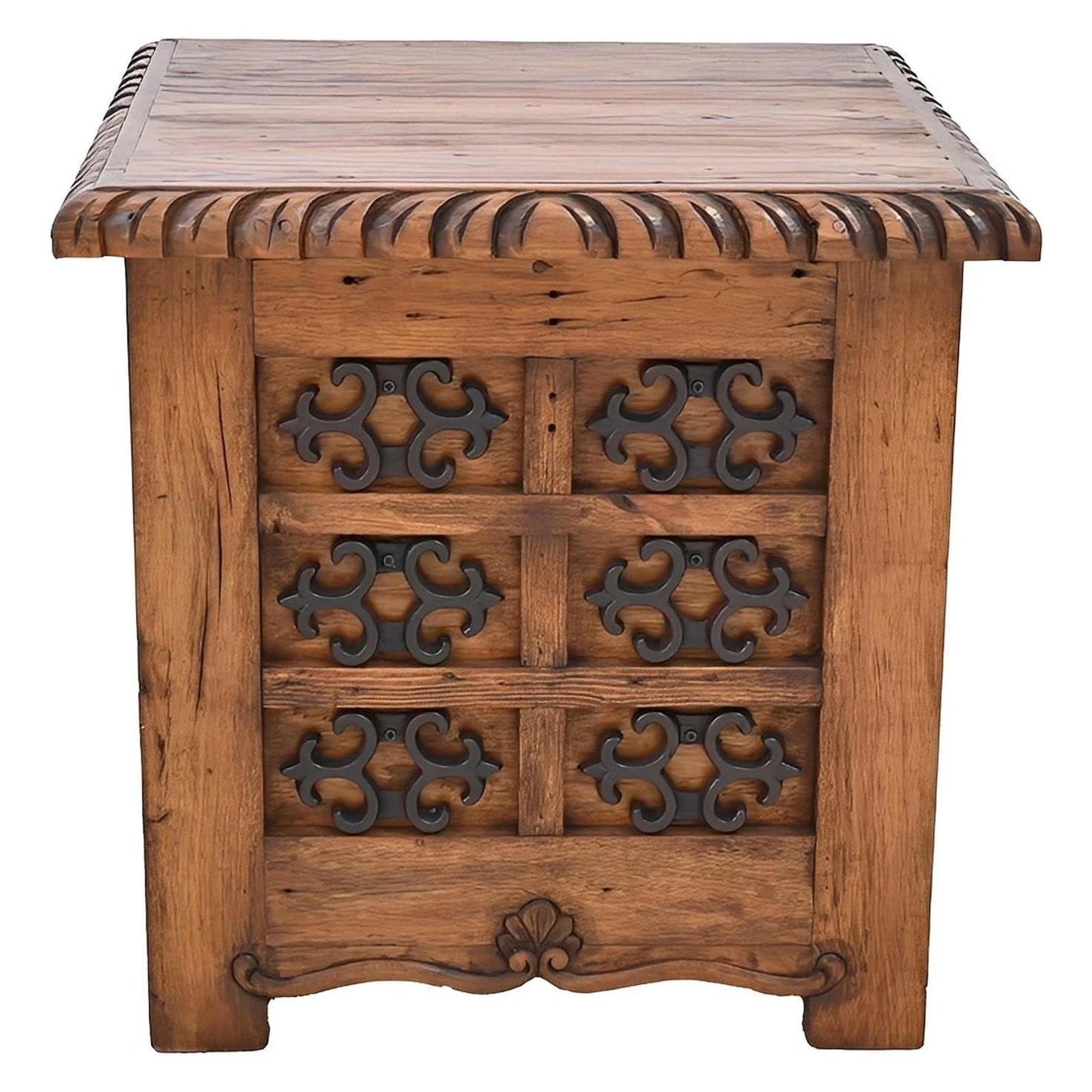 Mission Revival Wooden End Tables (2-Pack) with Decorative Iron Accents