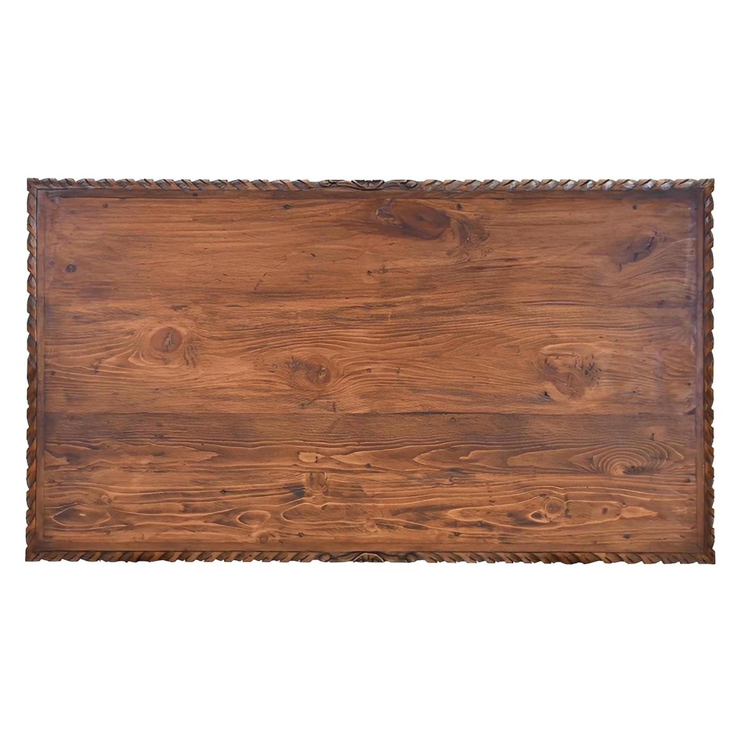 Mission Revival Wooden Coffee Table with Decorative Iron Accents | 20 x 30 x 54