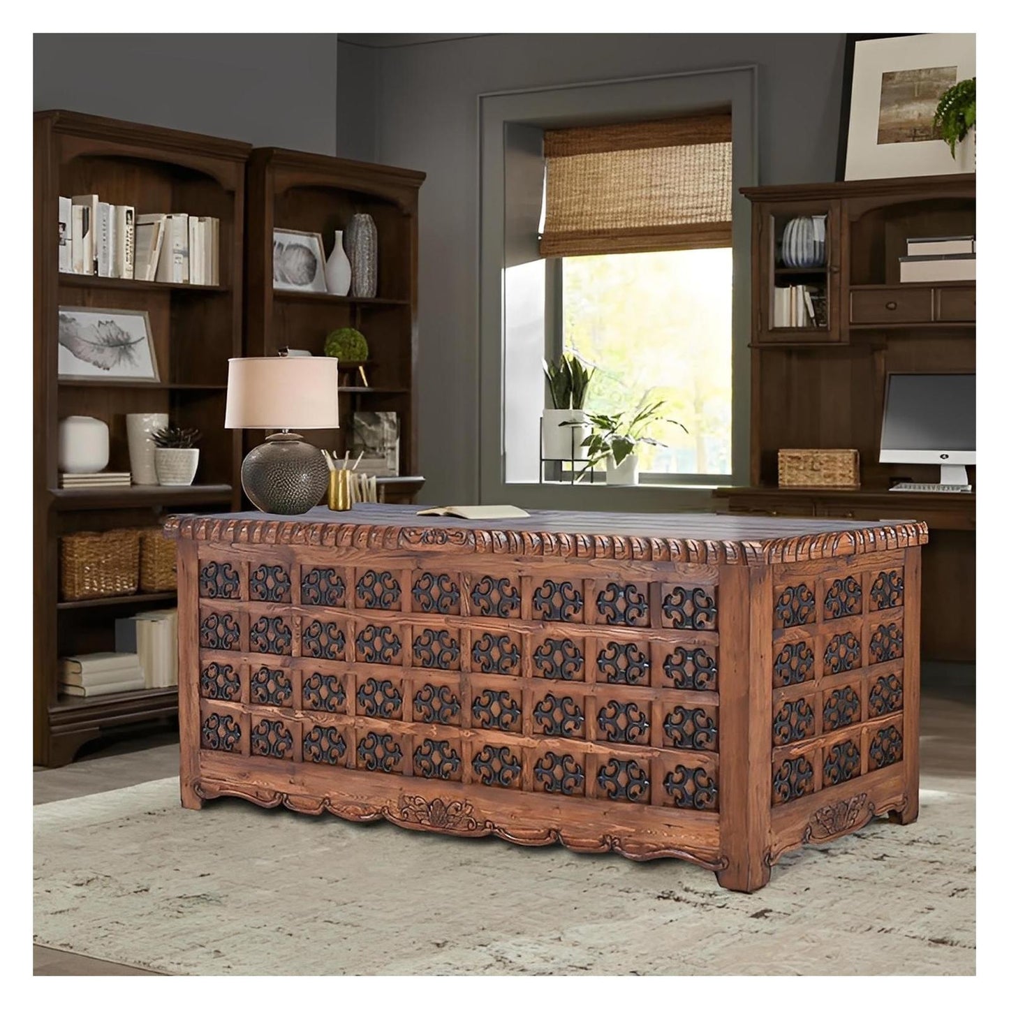 Mission Revival Executive Desk with Iron Accents