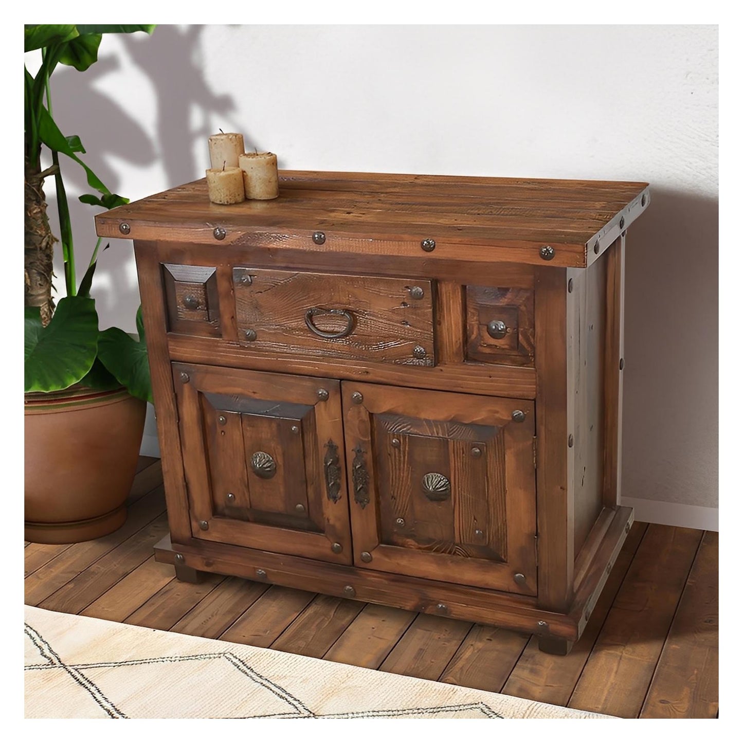 Guadalupe Basin Utility Cabinet, Reclaimed Wood, Hand Forged Steelwork And Nails