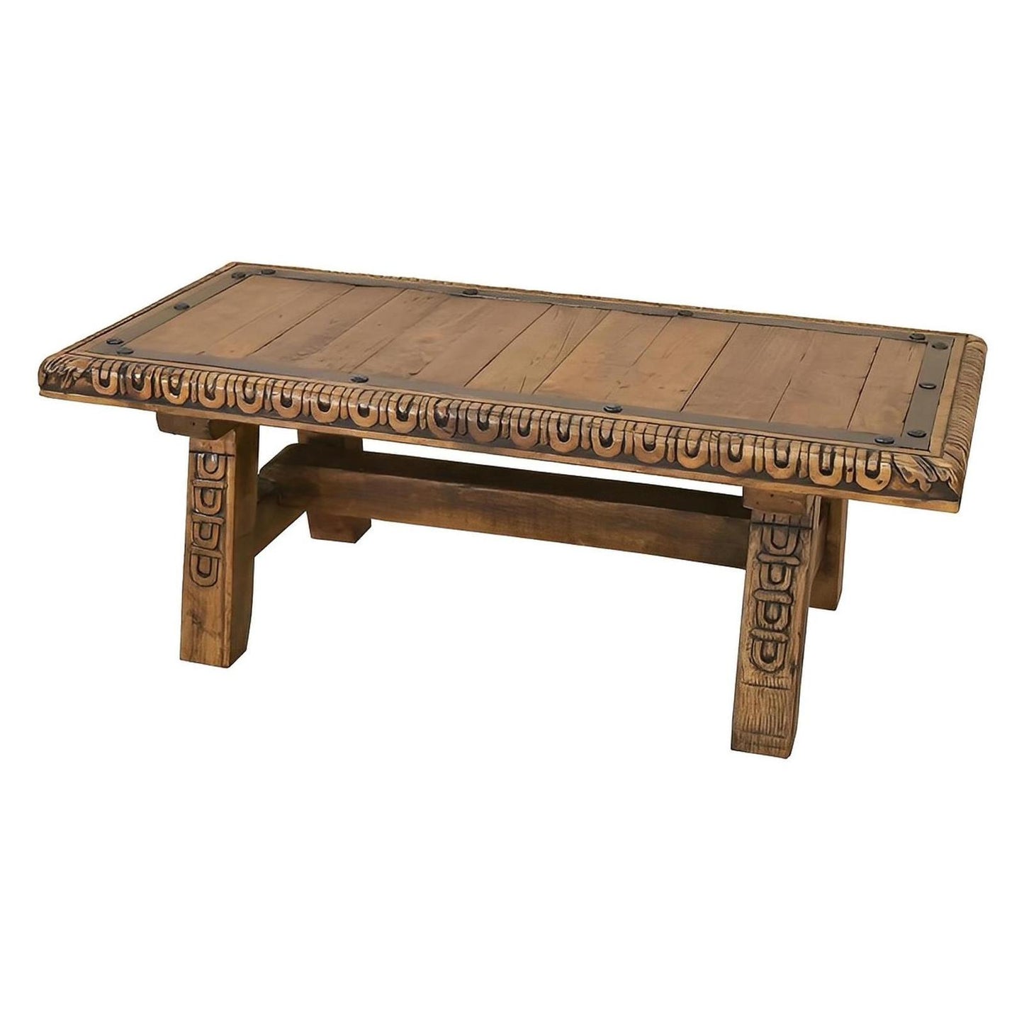 Santa Fe Ranch Carved Coffee Table | 26 x 26 x 54