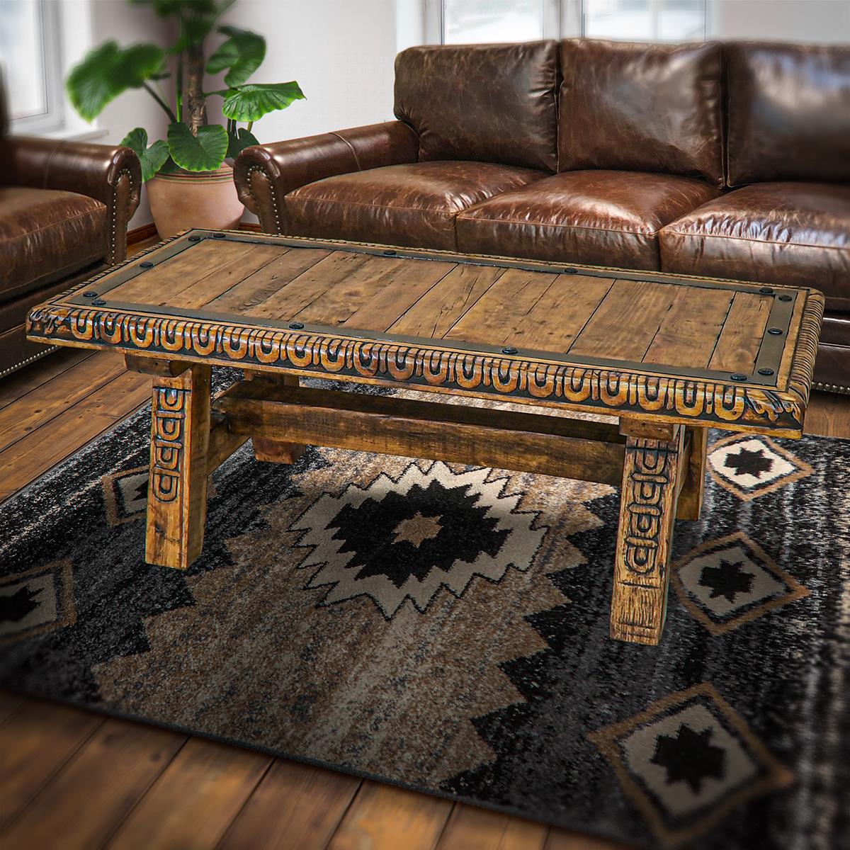 Santa Fe Ranch Carved Coffee Table | 26 x 26 x 54