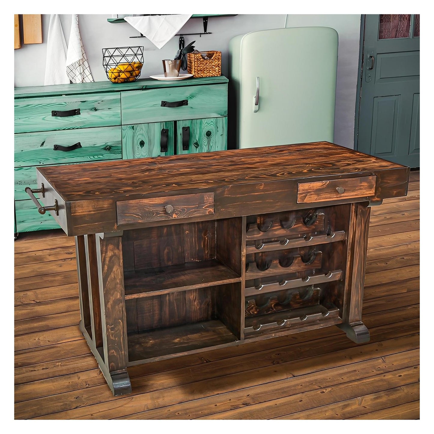 Willow Canyon Kitchen Island with Wine Rack
