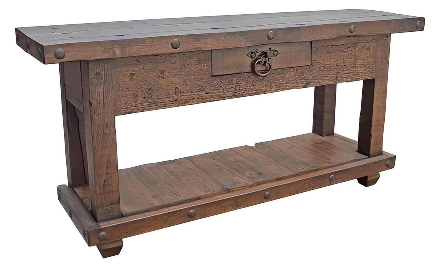 Lamesa Basin Aged Single Drawer Console With Clavos