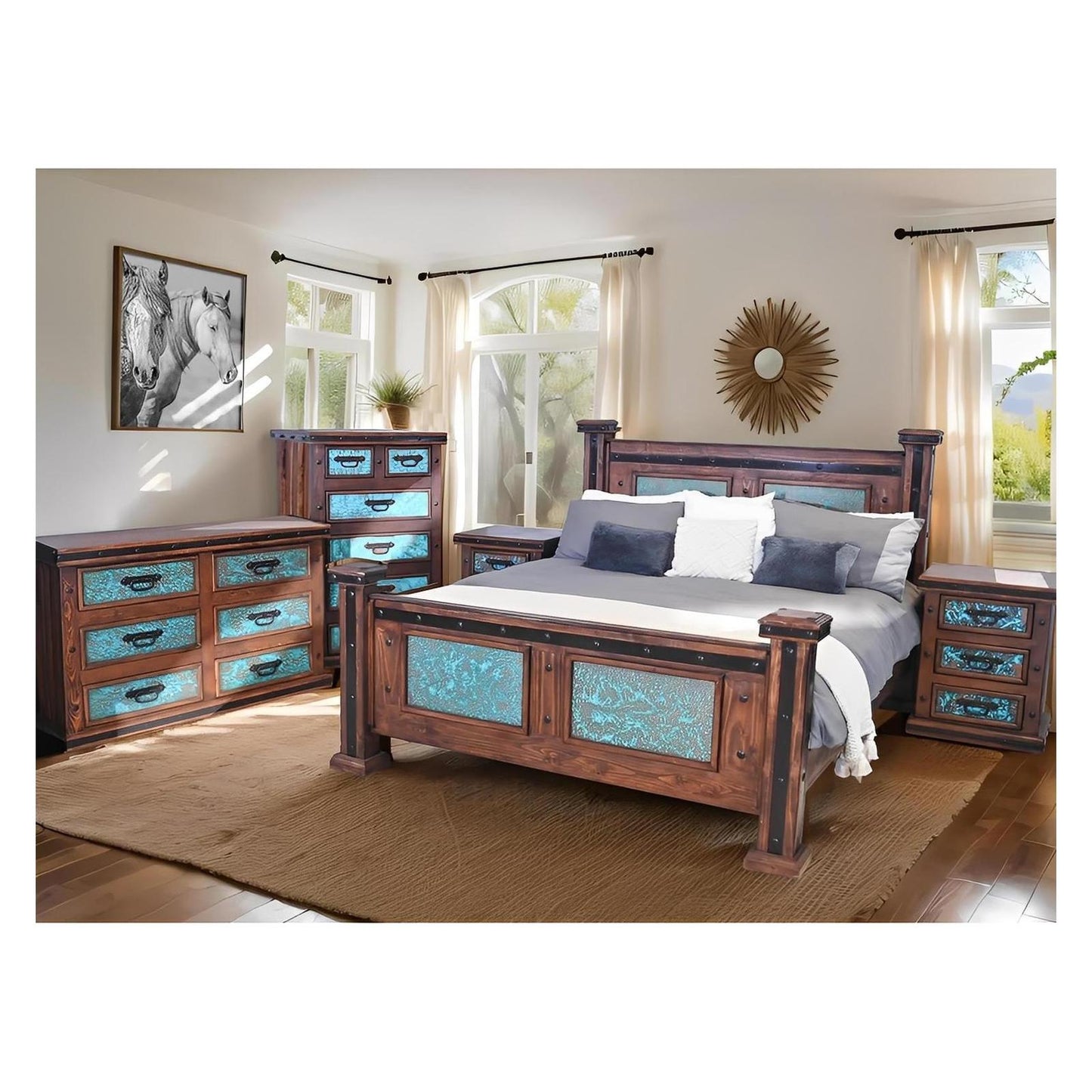 Tierra Turquesa - Turquoise Copper Bedroom Set - Includes Full Service Delivery