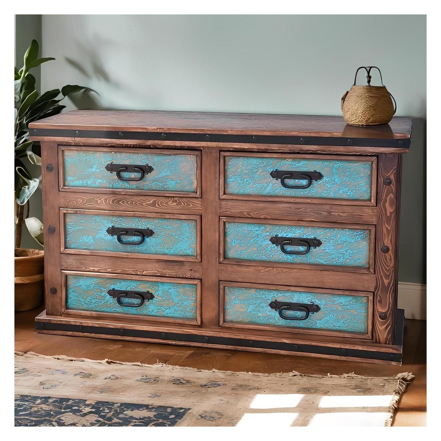 Tierra Turquesa - Turquoise Copper Bedroom Set - Includes Full Service Delivery