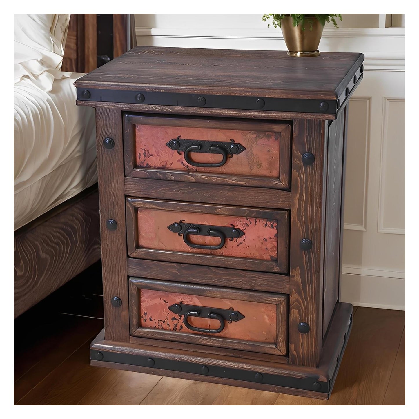 Tierra Roja Nightstand With Copper Panels