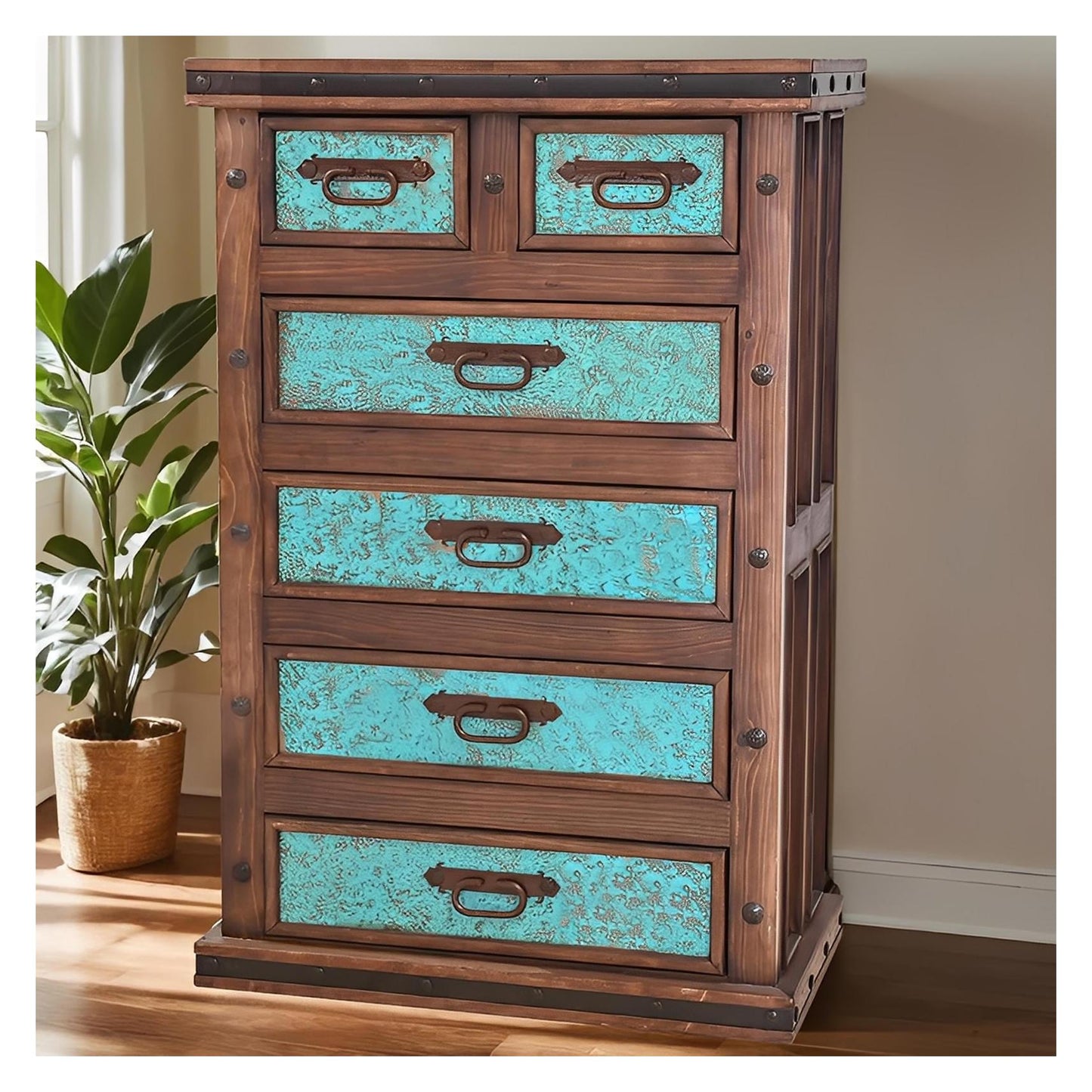 Tierra Turquesa Chest With Turquoise Copper Panels