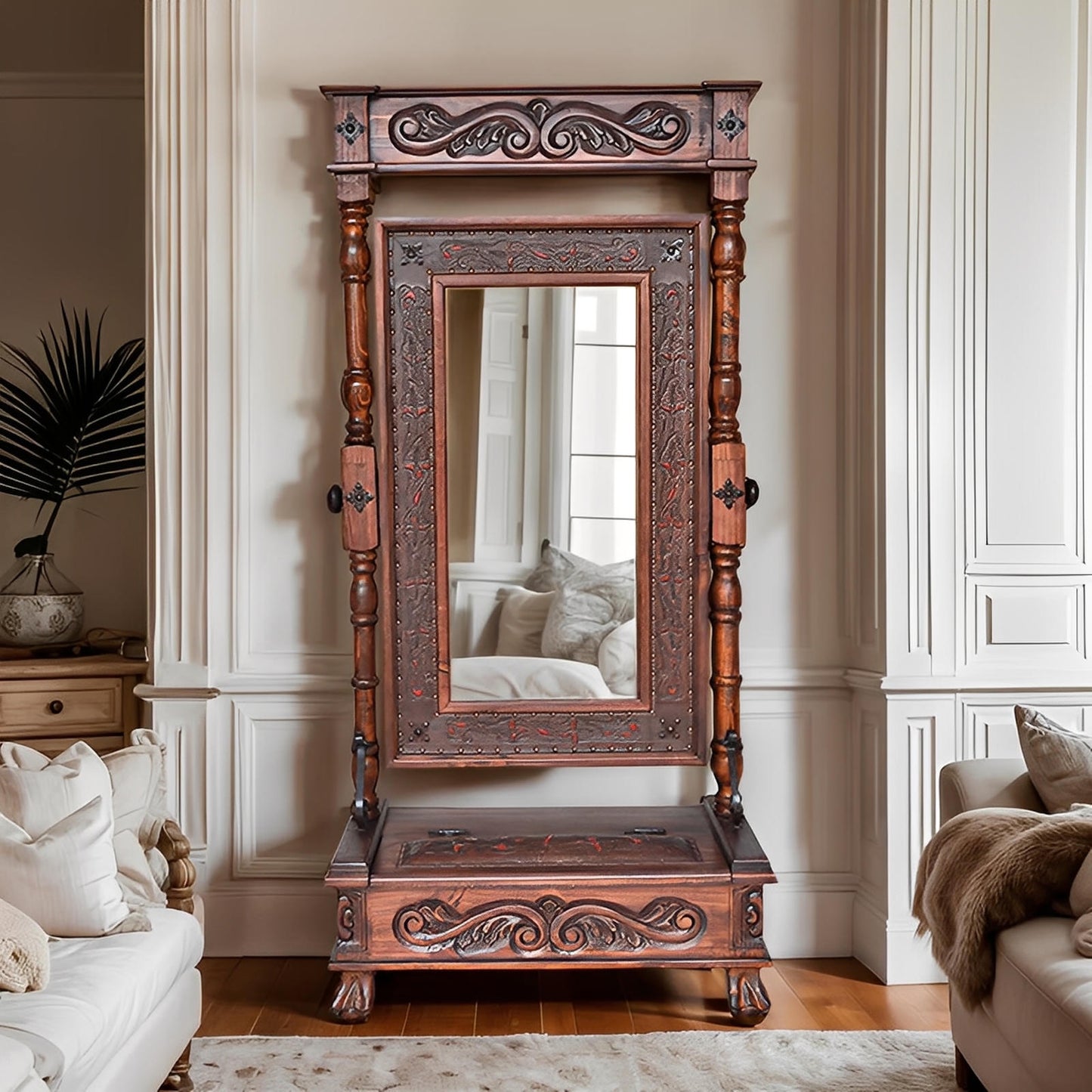 Cactus Hill Leather Free Standing Mirror, Adjustable, Rectangle