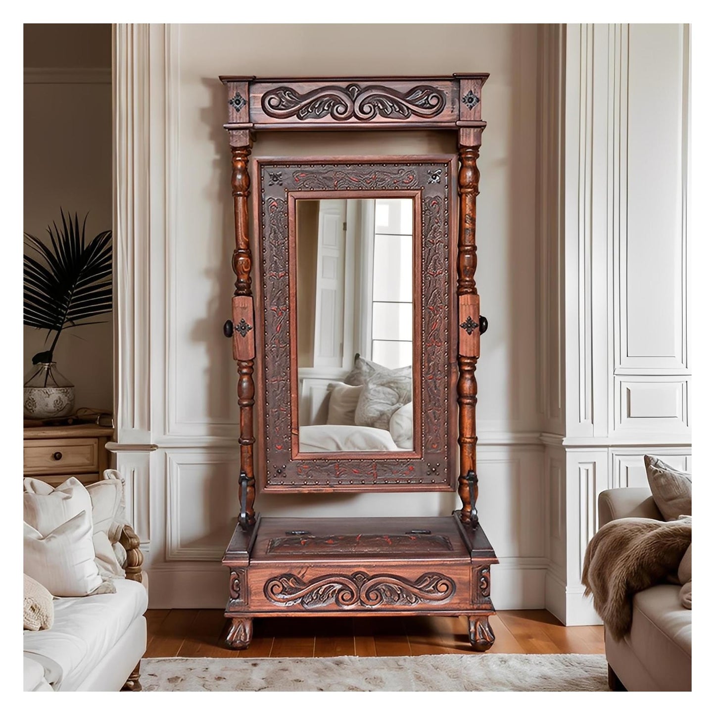 Cactus Hill Leather Free Standing Mirror, Adjustable, Rectangle