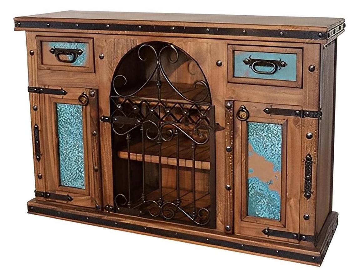 Summit Hill Turquoise Buffet With Iron Doors