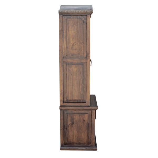 Safari Crest Gun Display Cabinet with Built-In Rack | Hand-Carved Elephant Motif | Glass Front