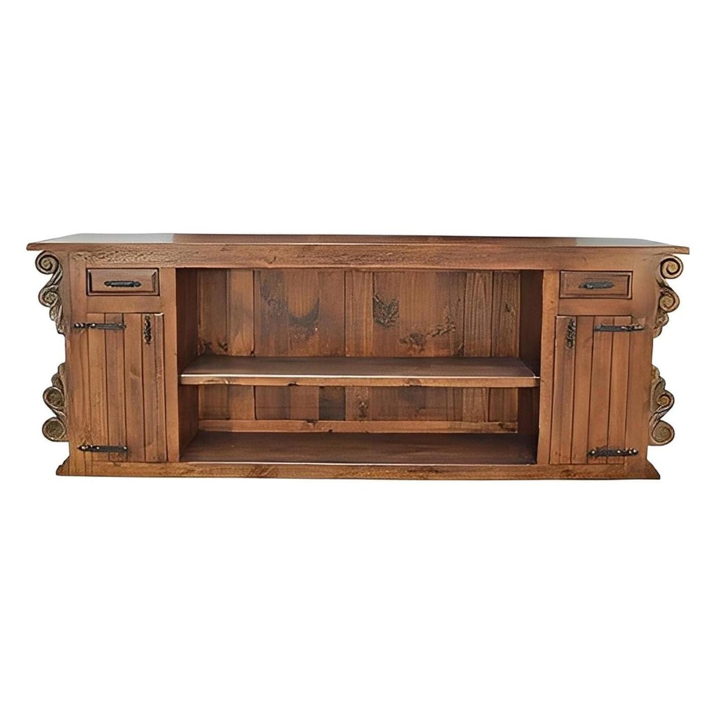 Castillo Hacienda 2-Piece Bar & Hutch Set | Turquoise Carved Panels