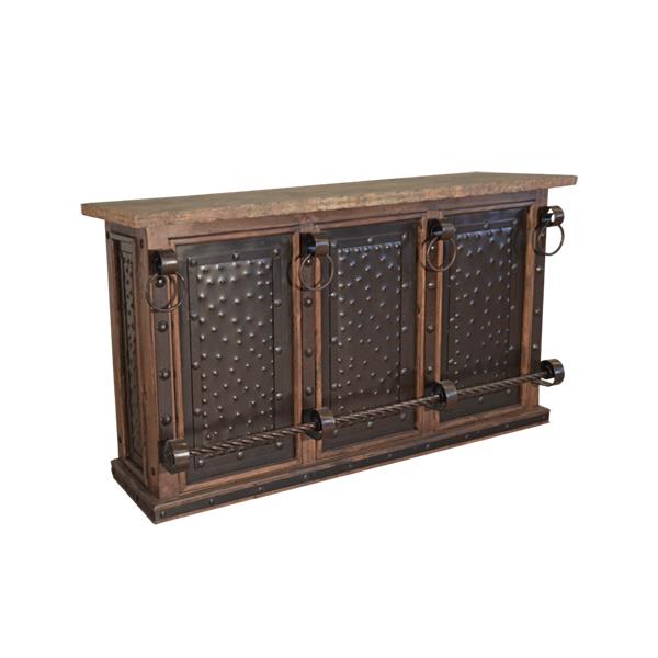 Ironclad Forge Bar with Chiseled Stone Top & Hammered Steel Panels
