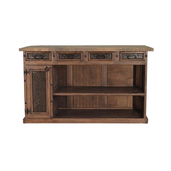 Ironclad Forge Bar with Chiseled Stone Top & Hammered Steel Panels